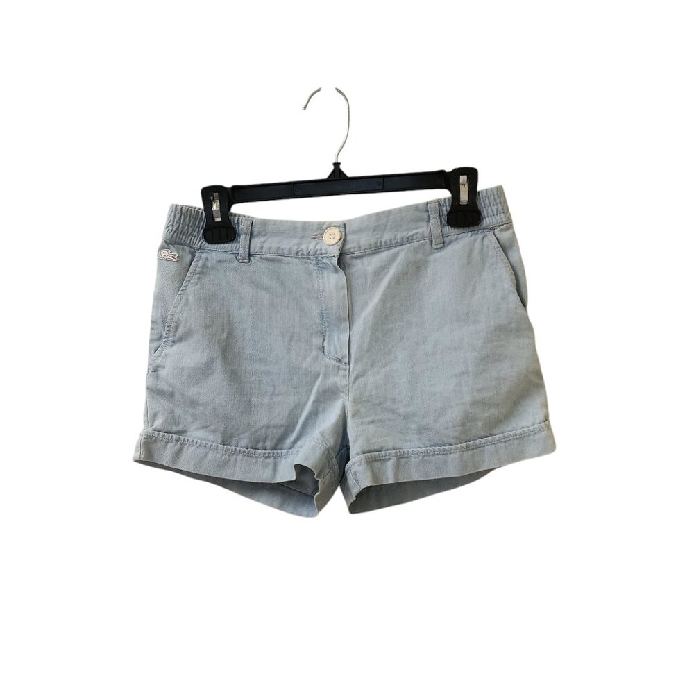 Lacoste L!VE Women's Alligator Jean Shorts Size Medium Light Wash Mid Rise